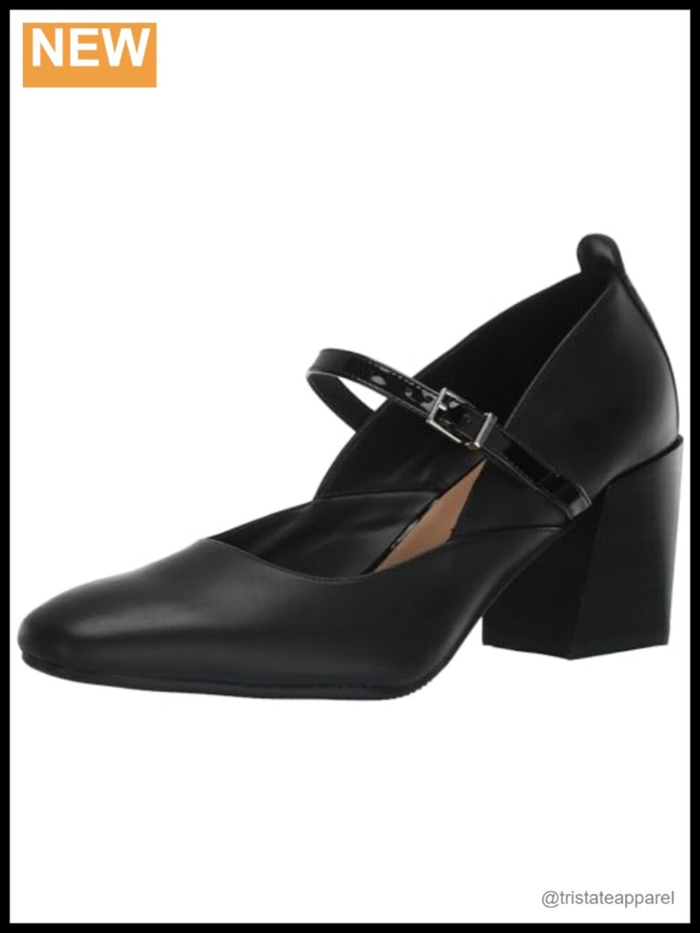 Waterproof Leather Mary Jane Pump Block Heel Buckle Strap 2.75 Inch